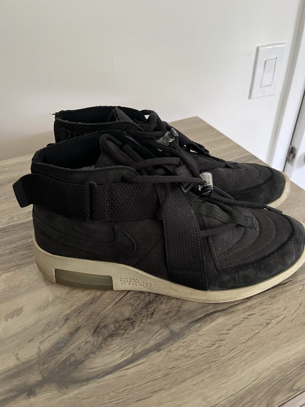Size 10 - Nike Air Fear Of God Raid Black Mens Suede High top mid rise sneakers